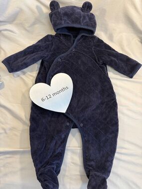 GAP - Blue quilted bunting bag winter onesie. Size 6-12 months.